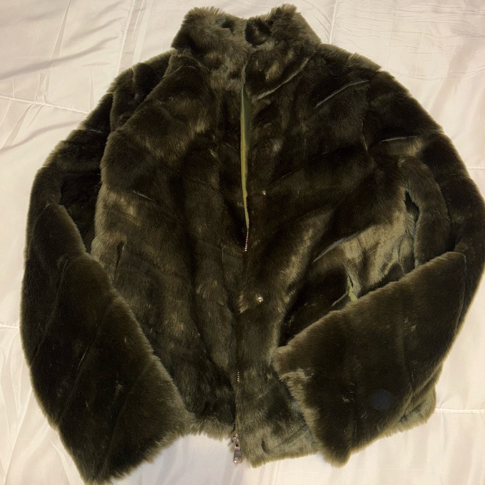 Green fur jacket